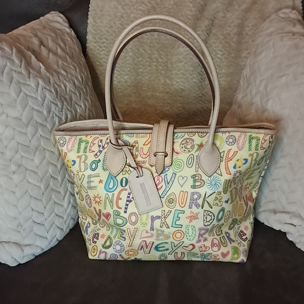 Dooney & Bourke Purse Vintage Scribble Tote Y2K Graffiti Fun Preowned